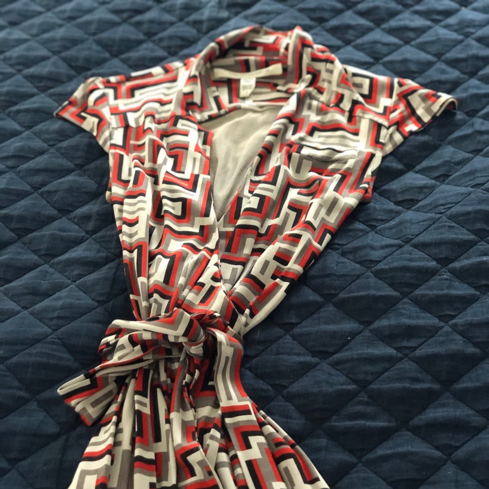 Diane Von Furstenberg wrap with cap sleeves